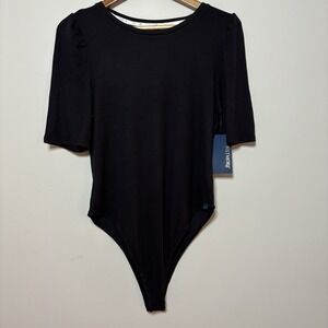 Biltmore short-sleeve crew neck thong bodysuit‎ black Womens Size XL Capsule NWT